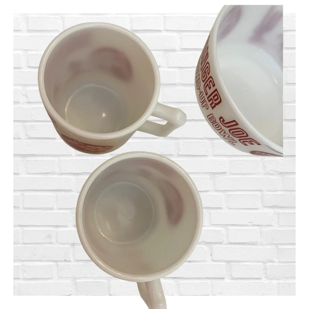 Vintage Ranger Joe Round Up Bowl and Mug Set Hazel Atlas Milk Glass 1950's Rare